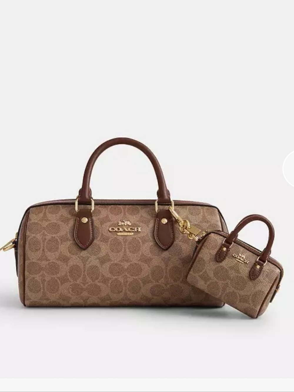 Coach Mini Rowan Bag Charm in Brown and Gold - Picture 2 of 2